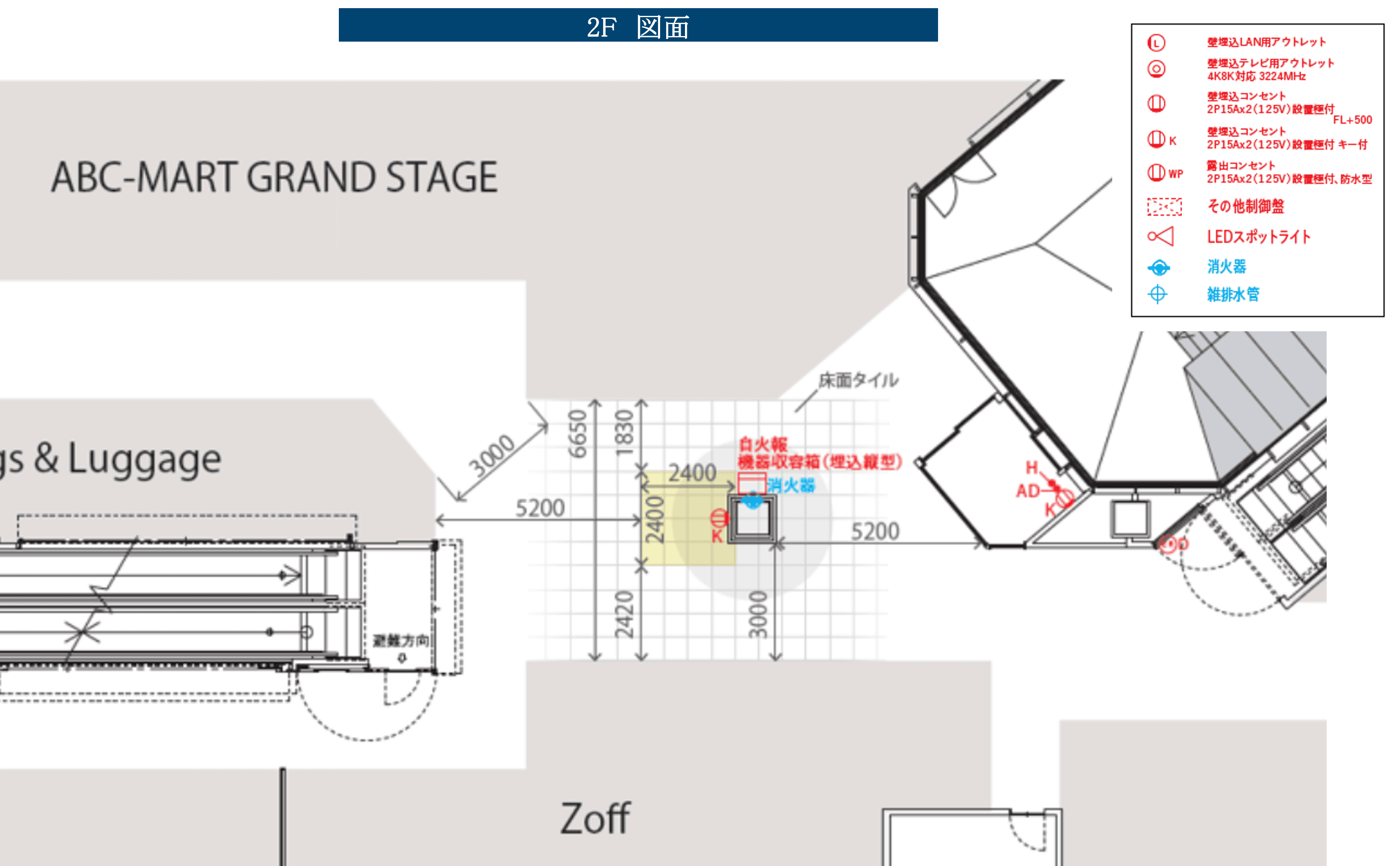 「2階」物販のポップアップに最適な、エスカレーター付近の通行量が多いイベントスペースの図面・フロアマップ1