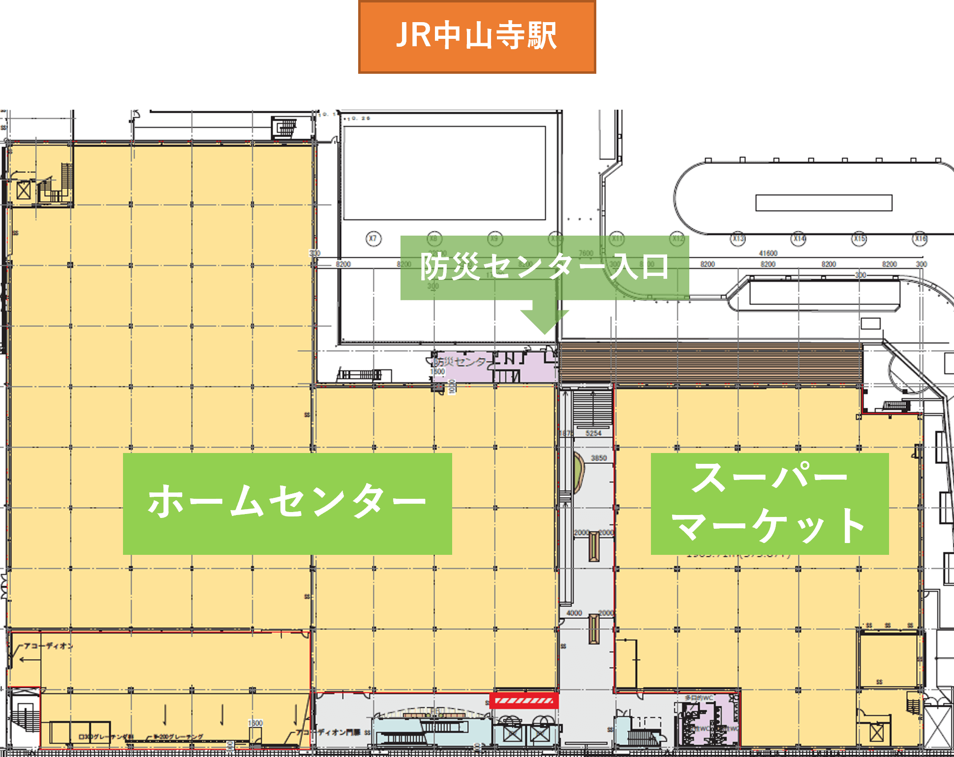 「1Fエレベーター前」入口導線に近く視認性抜群!プロモーション・ポップアップに最適なイベントスペースの図面・フロアマップ
