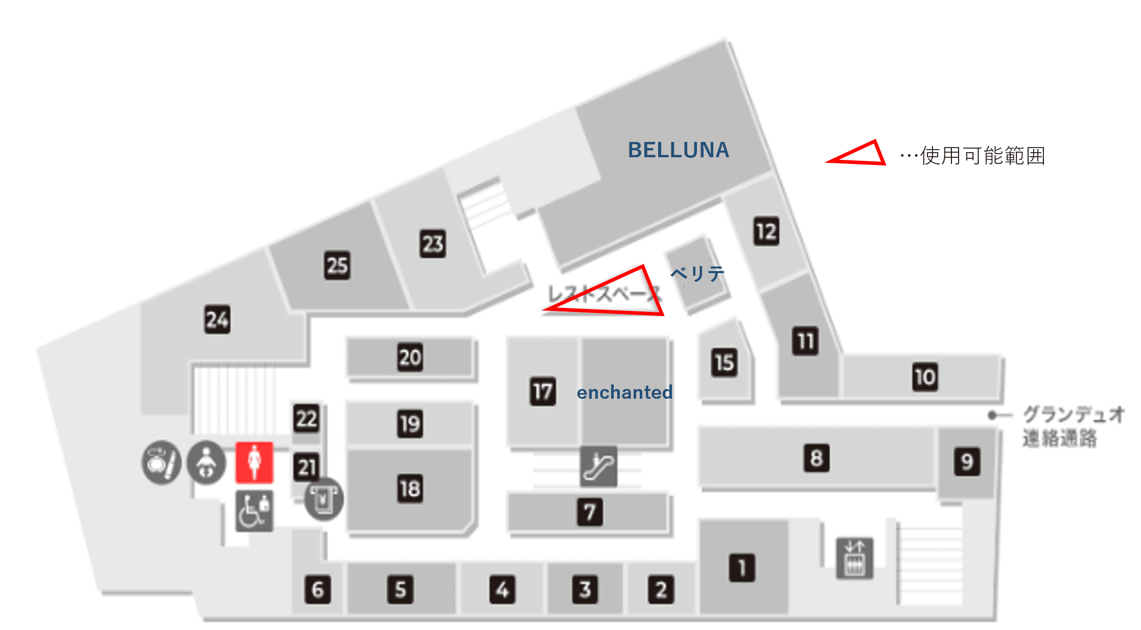 「4Fイベントスペース」アパレル、雑貨などの物販や小規模展示におすすめの落ち着いた接客ができるイベントスペースの図面・フロアマップ