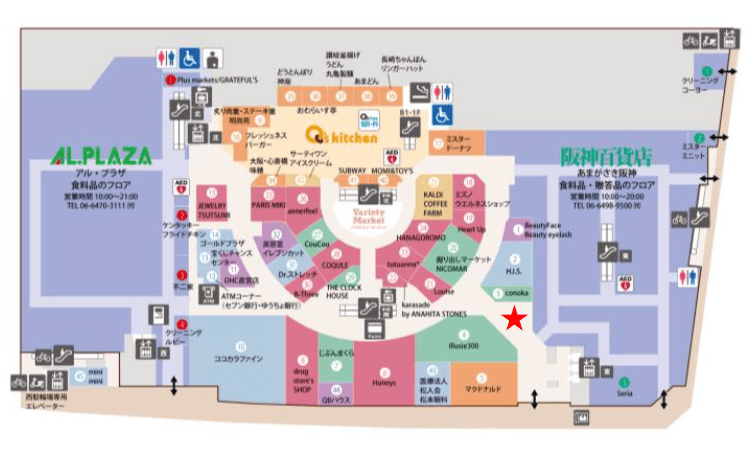 「②1F conoka前」プロモーションやポップアップストアに最適な、1階出入口付近の注目度の高いイベントスペースの図面・フロアマップ