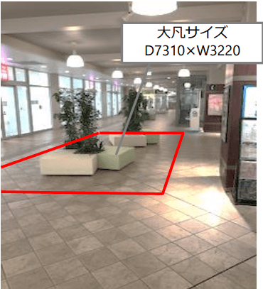 「⑤EAST3-2F ユニクロ前スペース」物販催事やワークショップに適した、エスカレーター近く通行量の多いイベントスペース2