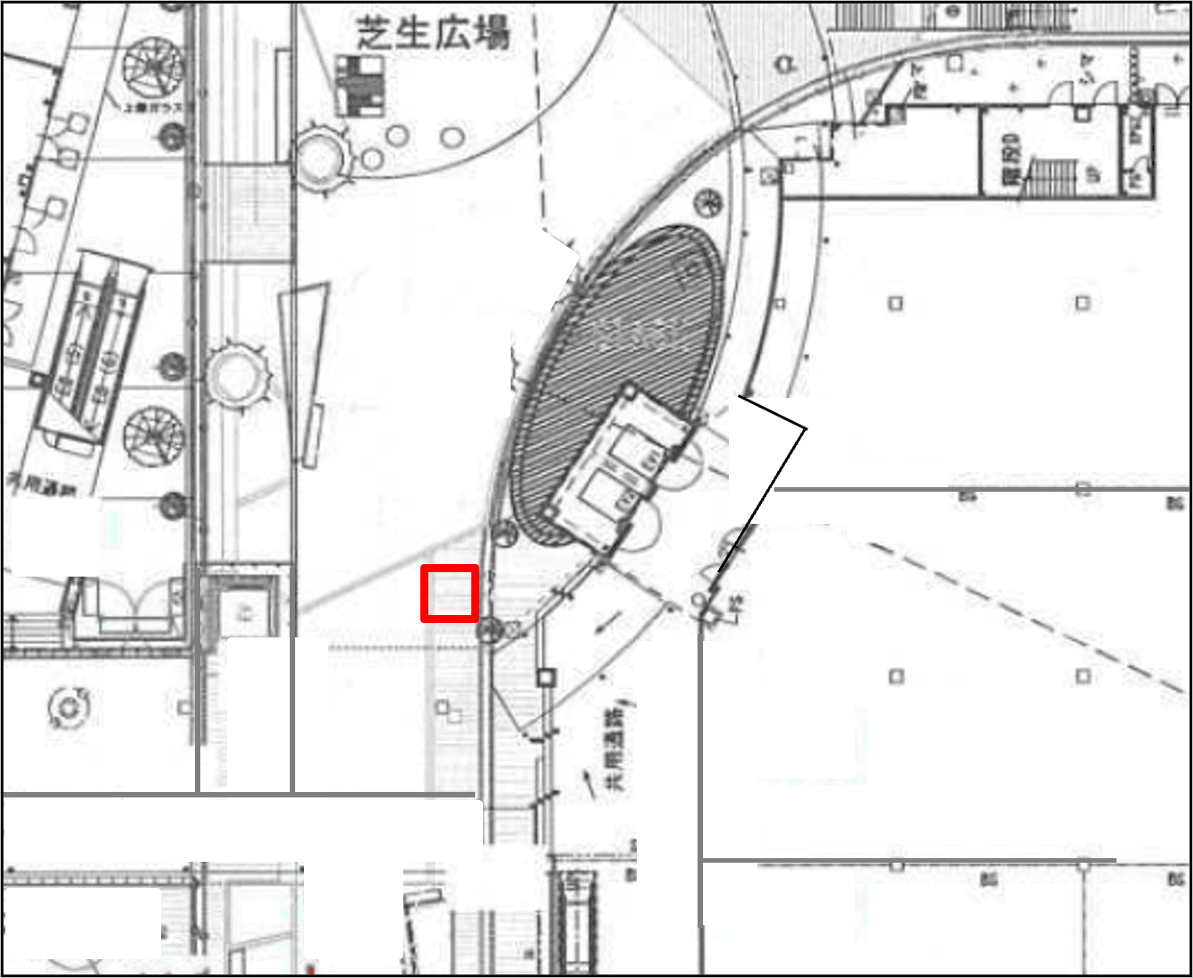 「⑧L通り Cスペース」各種プロモーションに最適なステージ近くのイベントスペースの図面・フロアマップ