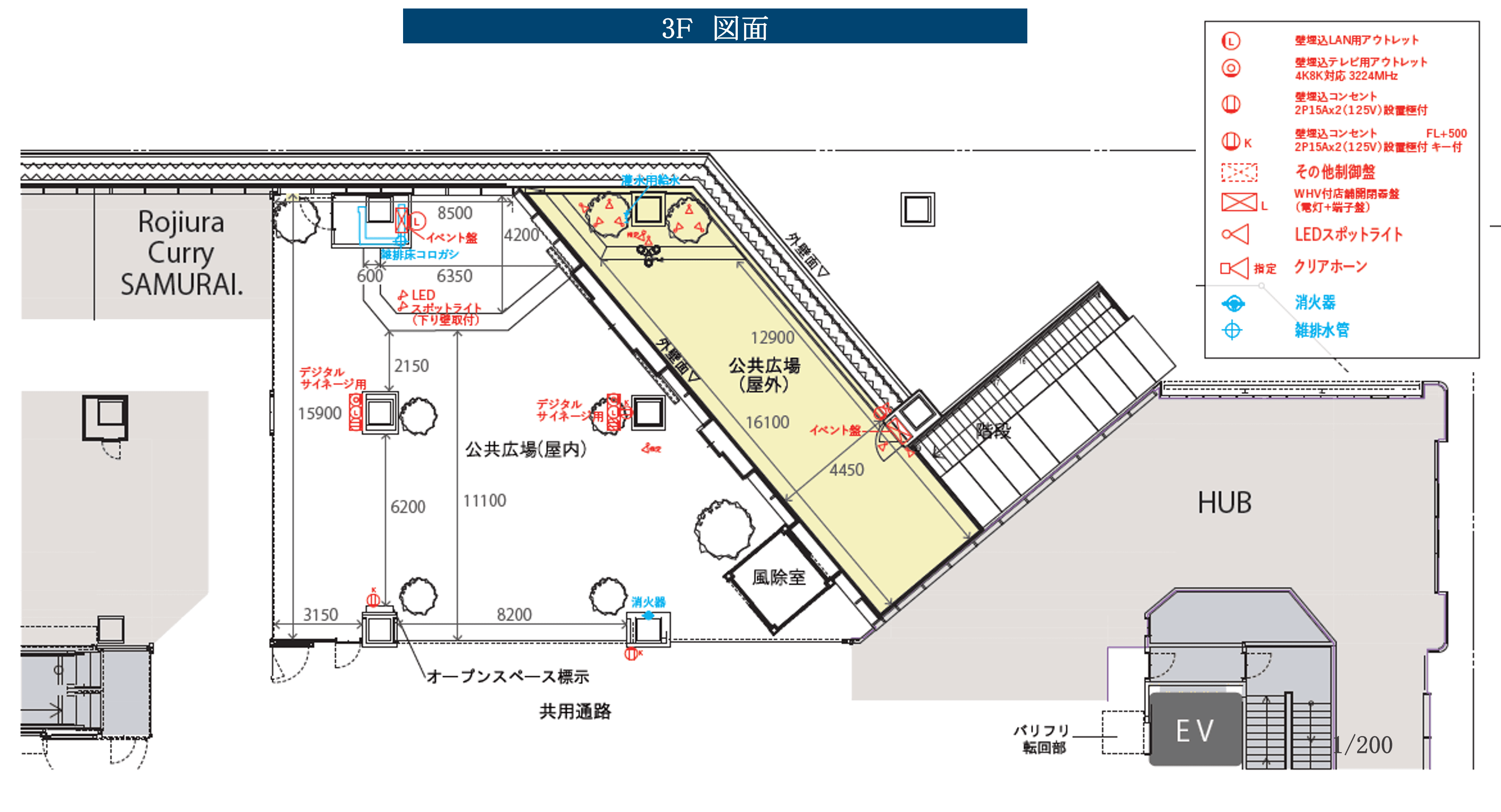 「3階屋外広場」すすきの交差点目の前!開放的な空間でポップアップやプロモーションにおすすめのCOCONO TEREACEイベントスペースの図面・フロアマップ1
