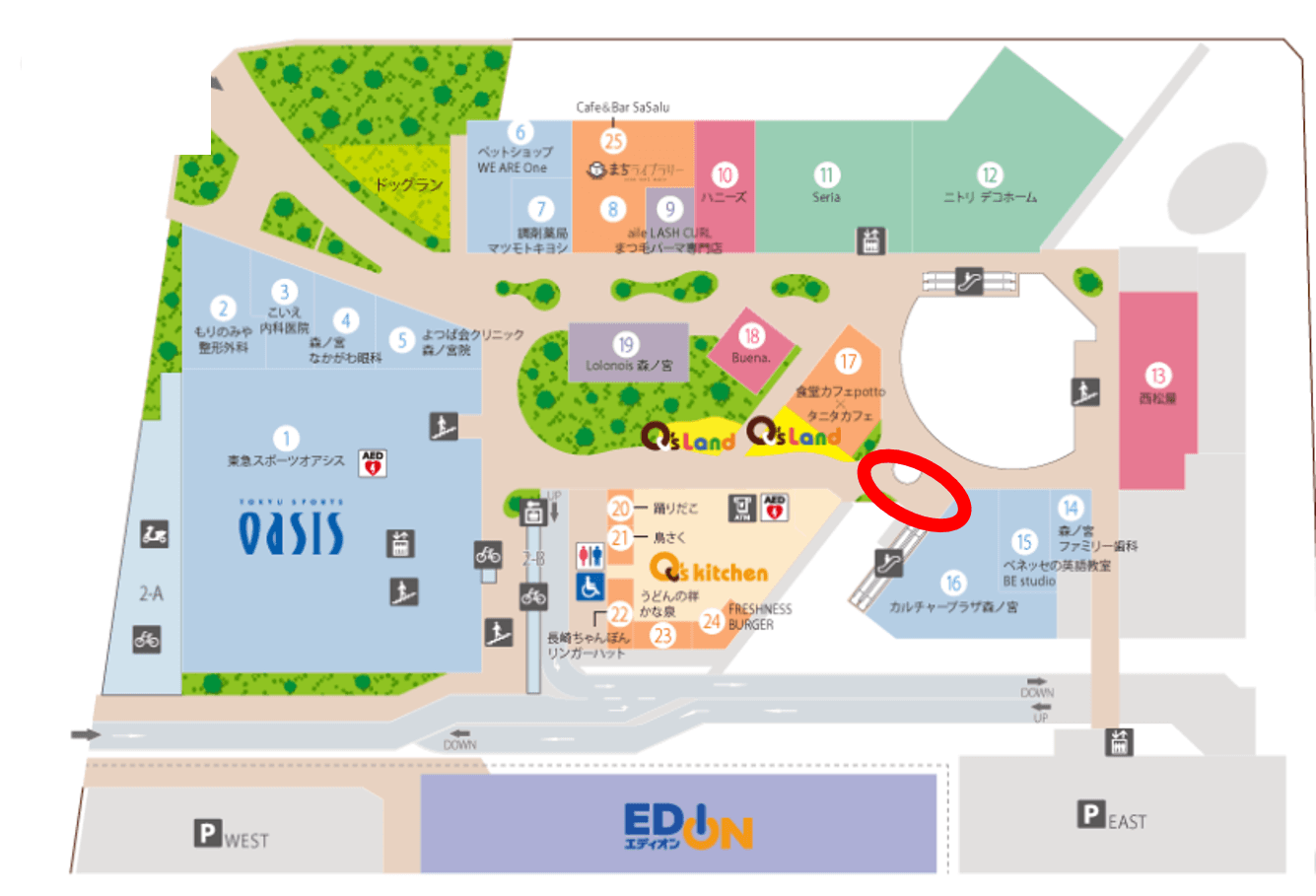 もりのみやキューズモールBASE【メディア】「歩廊フェンスBパターン」の図面・フロアマップ