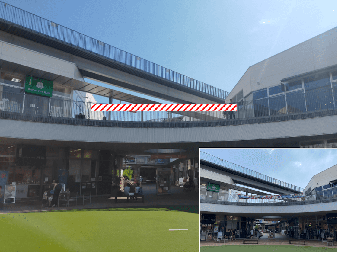 もりのみやキューズモールBASE【メディア】「歩廊フェンスBパターン」