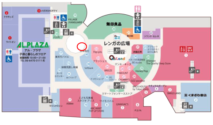 「⑦3F 日本旅行前」セールスプロモーションや小規模説明会に最適な、視認性の高いイベントスペースの図面・フロアマップ